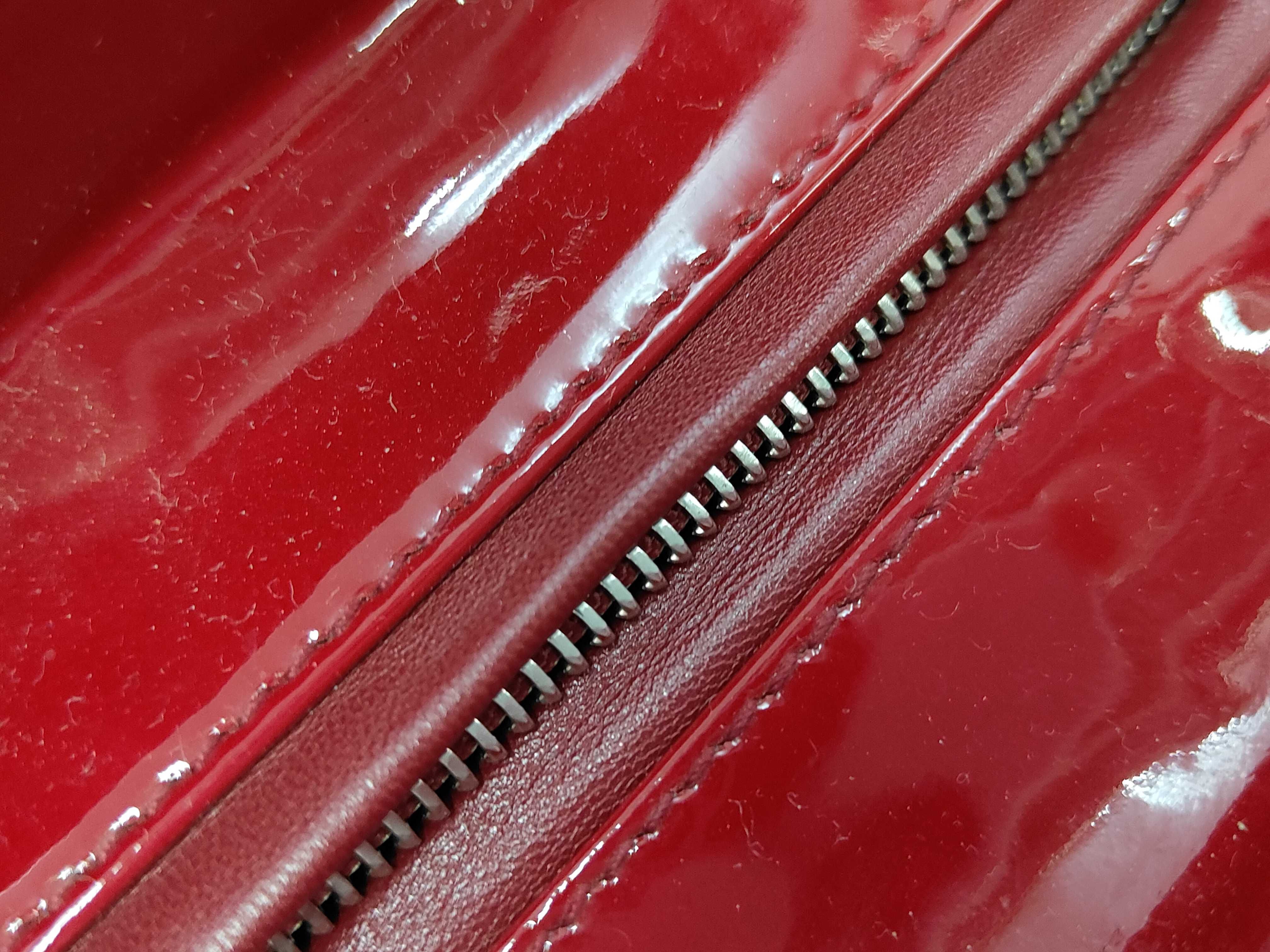 Red Enamel Lady Dior 5 Tier Silver Hardware Handbag — view 12