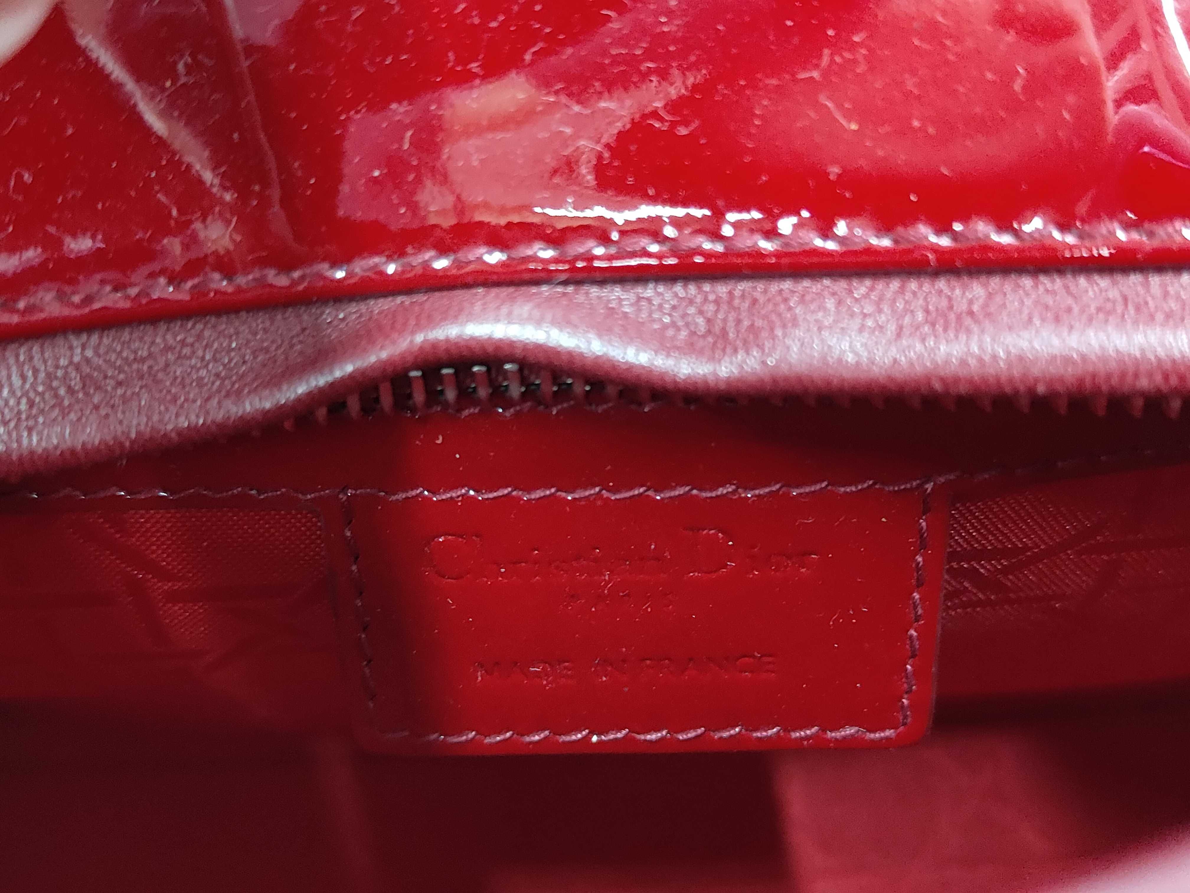 Red Enamel Lady Dior 5 Tier Silver Hardware Handbag — view 10