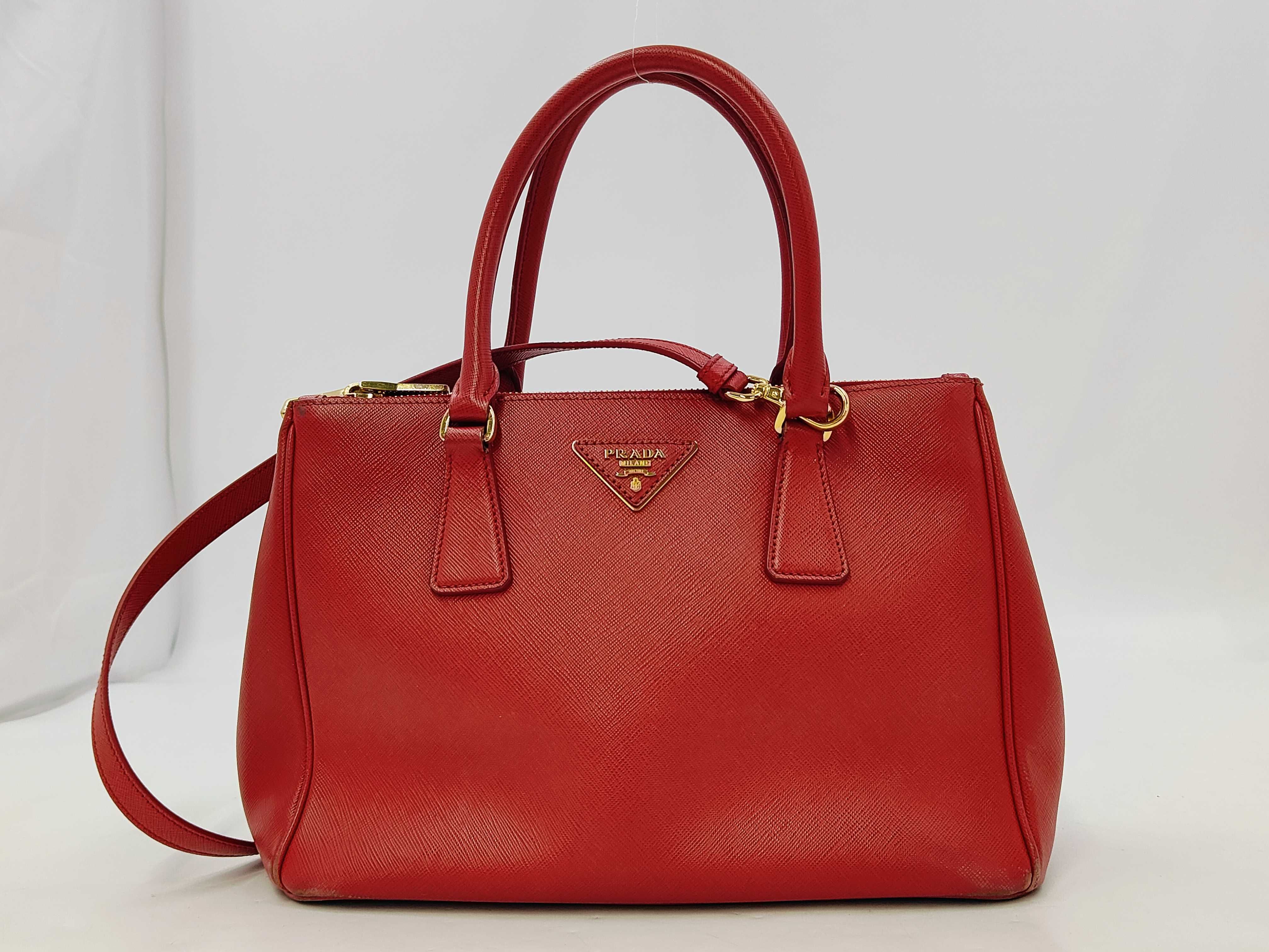 Saffiano Triangle Logo Leather Handbag