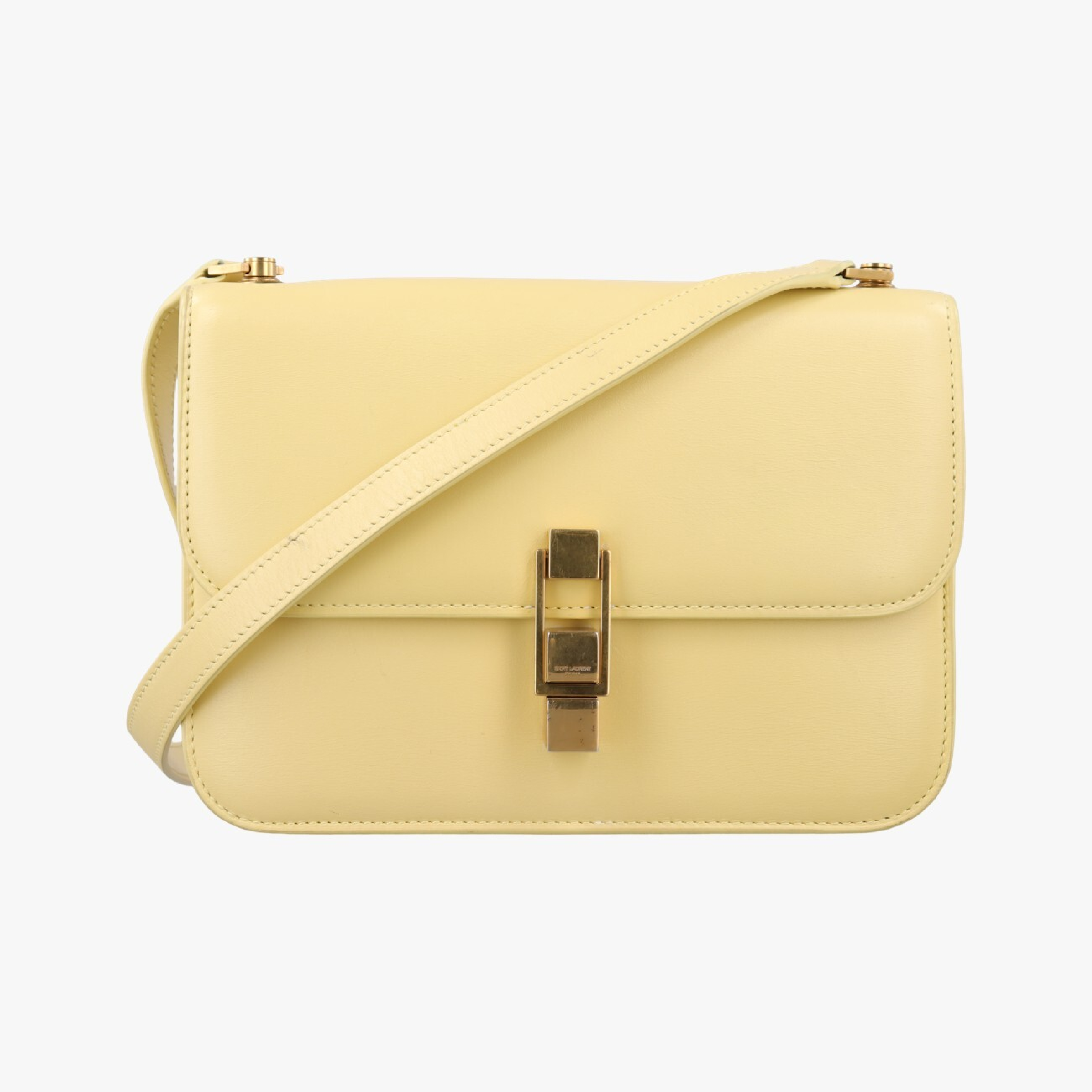 Le Carre Taupe Box Yellow Leather Shoulder Bag GLT633214.0121