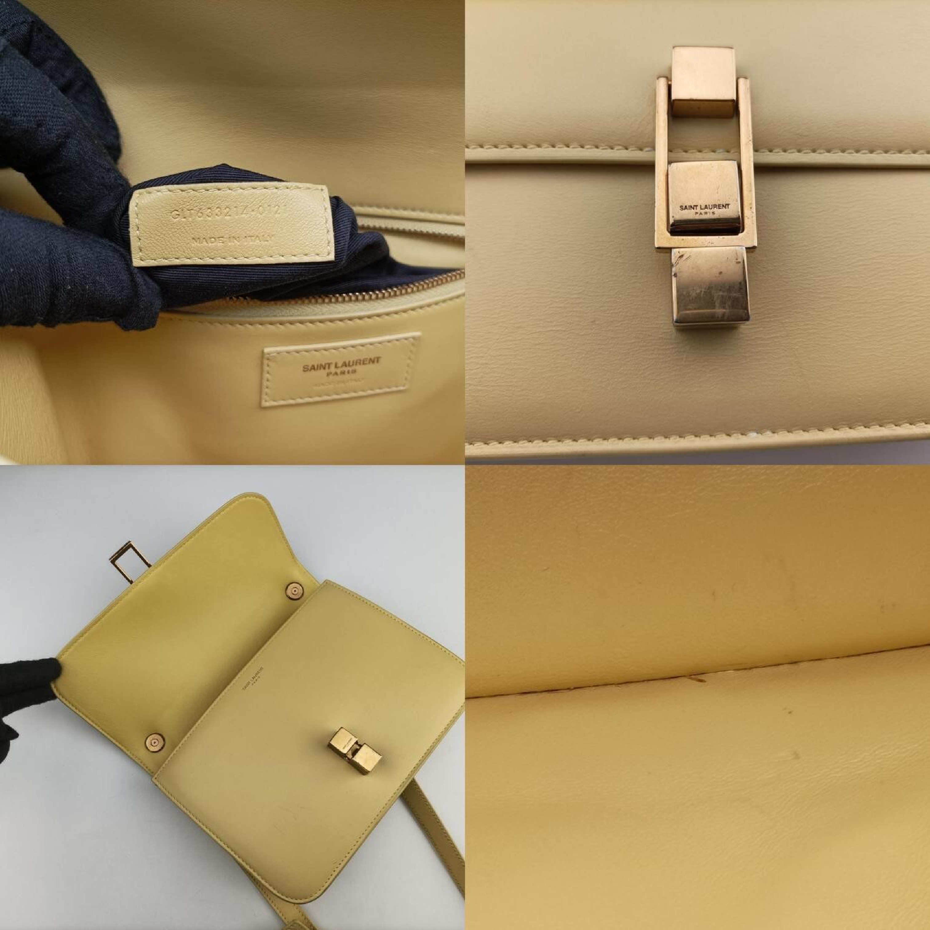 Le Carre Taupe Box Yellow Leather Shoulder Bag GLT633214.0121 — view 8