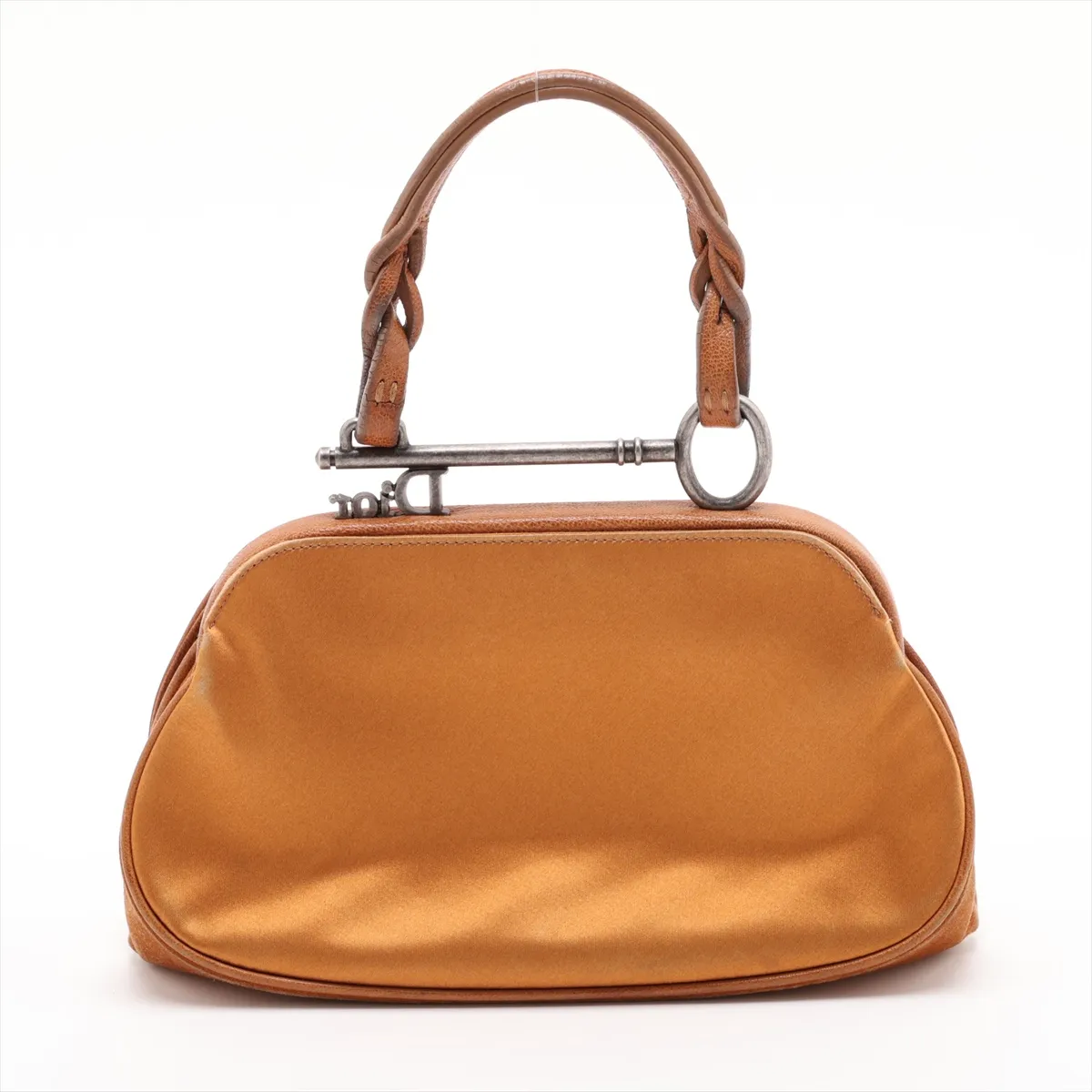 Gaucho Satin and Leather Handbag, Brown — view 2