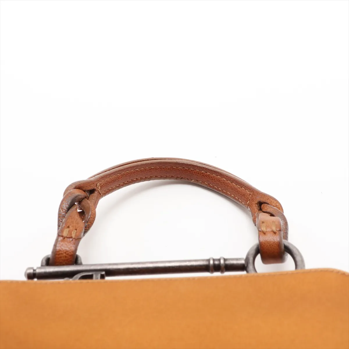 Gaucho Satin and Leather Handbag, Brown — view 6