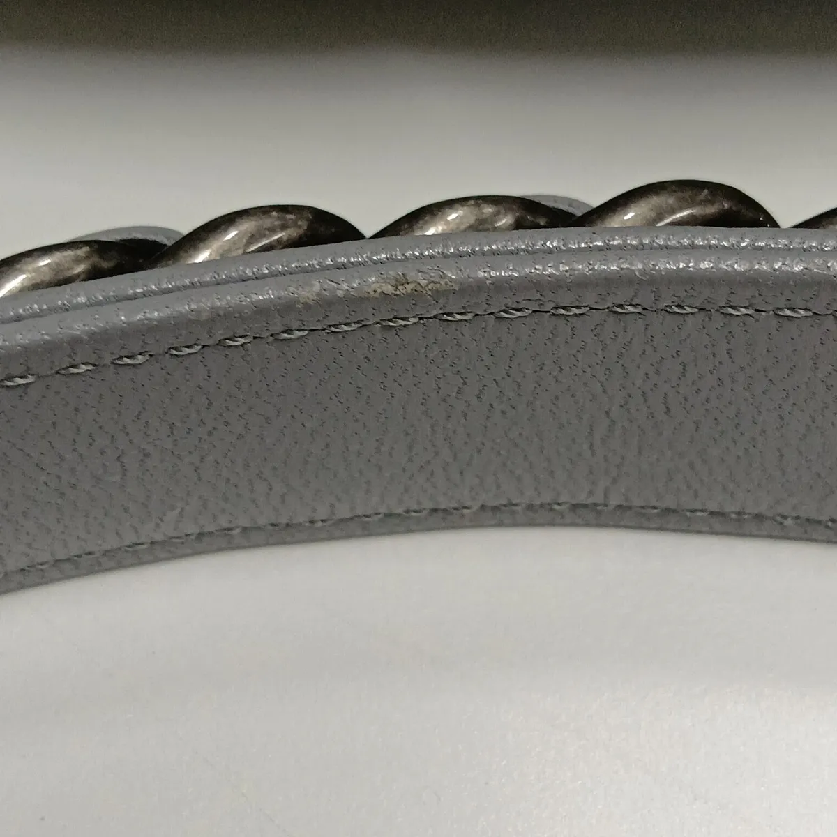 19 Large Lambskin Chain Shoulder Bag, Gray with Gold and Silver Hardware, 28998647, Serial Number 28, AS1161 — view 15
