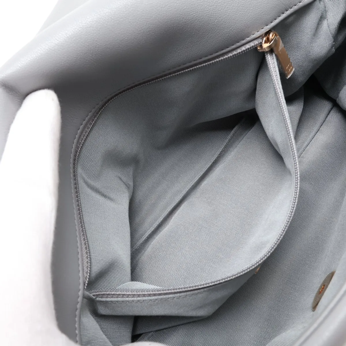 19 Large Lambskin Chain Shoulder Bag, Gray with Gold and Silver Hardware, 28998647, Serial Number 28, AS1161 — view 7