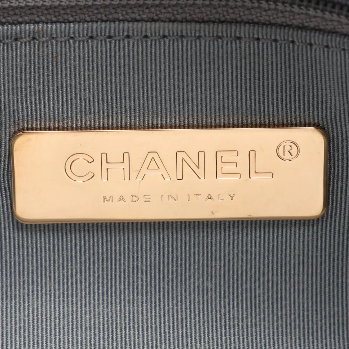 19 Large Lambskin Chain Shoulder Bag, Gray with Gold and Silver Hardware, 28998647, Serial Number 28, AS1161 — view 8
