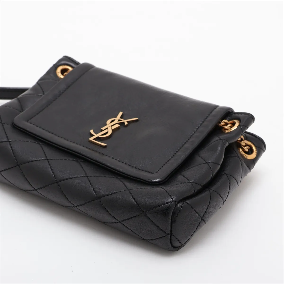 Mini Nolita Leather Chain Shoulder Bag, Black, 672738 — view 3