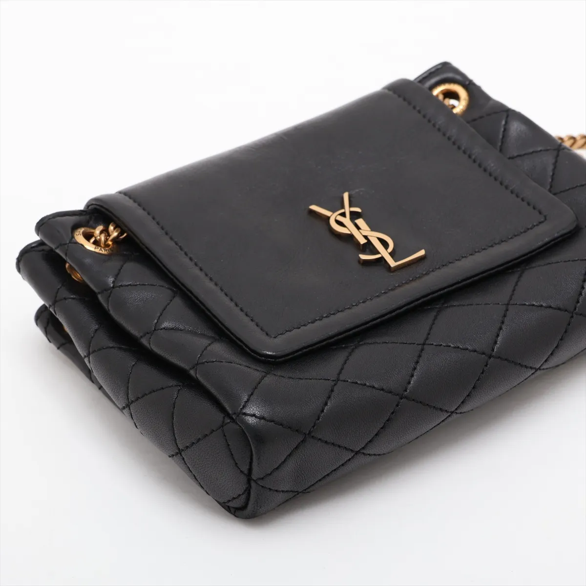 Mini Nolita Leather Chain Shoulder Bag, Black, 672738 — view 4