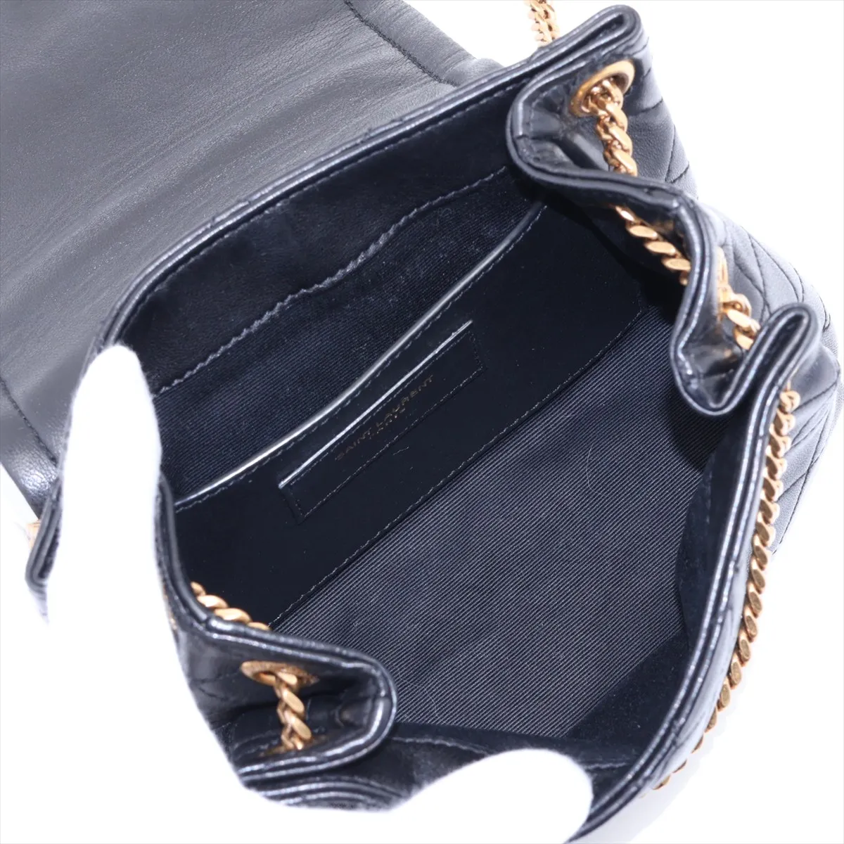Mini Nolita Leather Chain Shoulder Bag, Black, 672738 — view 6