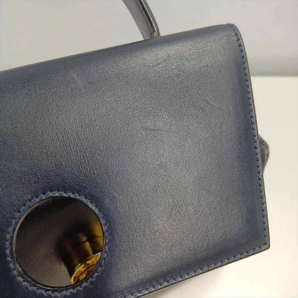 Starball Leather Handbag, Navy — view 15