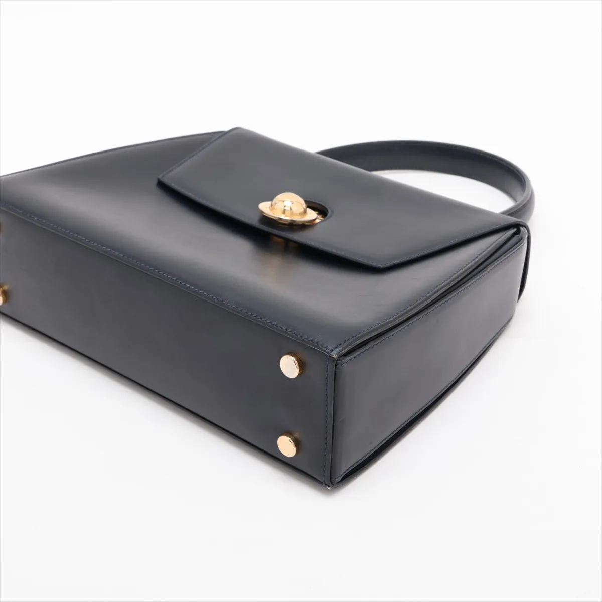 Starball Leather Handbag, Navy — view 3