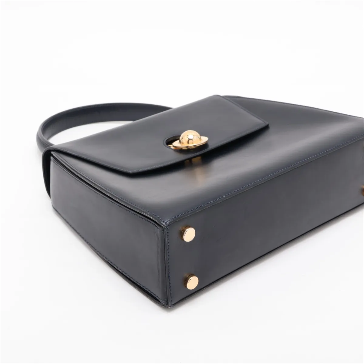 Starball Leather Handbag, Navy — view 4