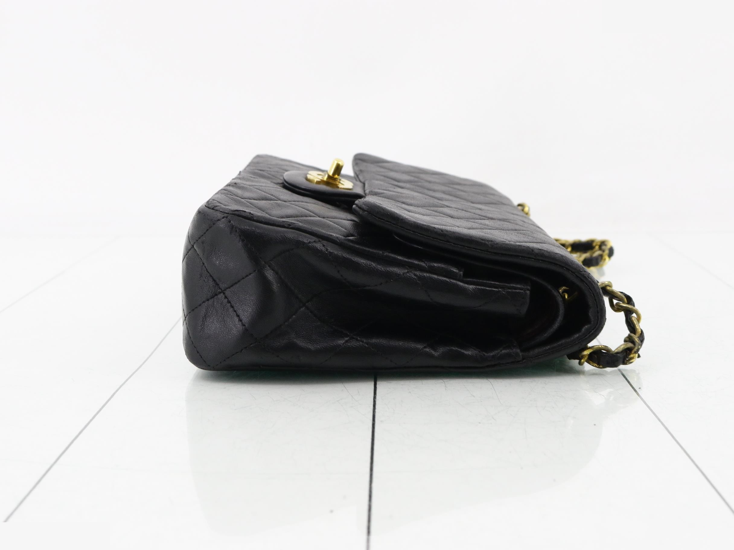 Matelassé Double Flap Shoulder Bag, Black — view 3