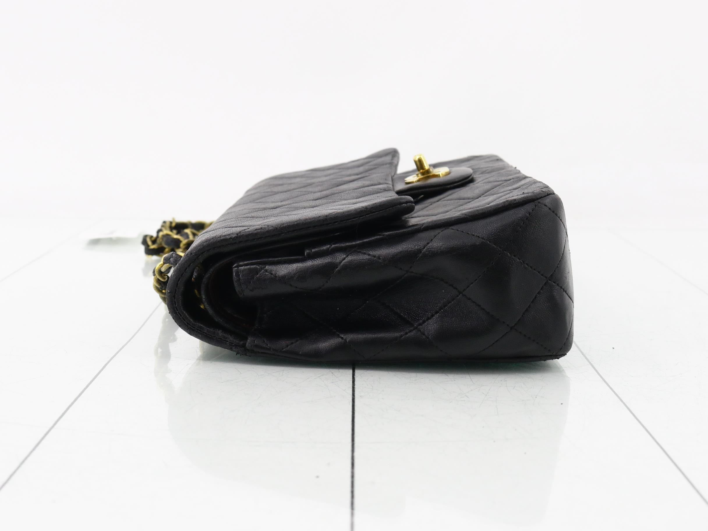 Matelassé Double Flap Shoulder Bag, Black — view 4