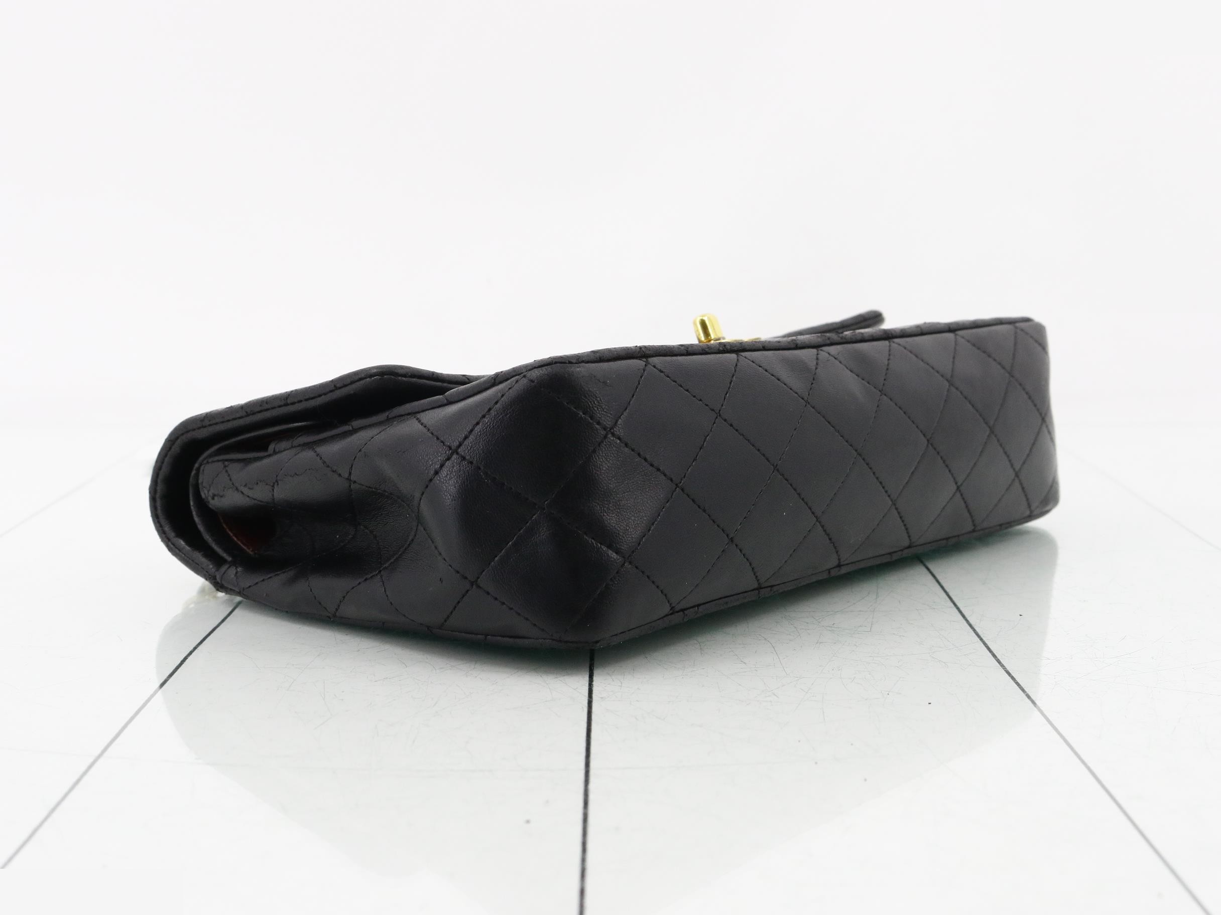 Matelassé Double Flap Shoulder Bag, Black — view 5