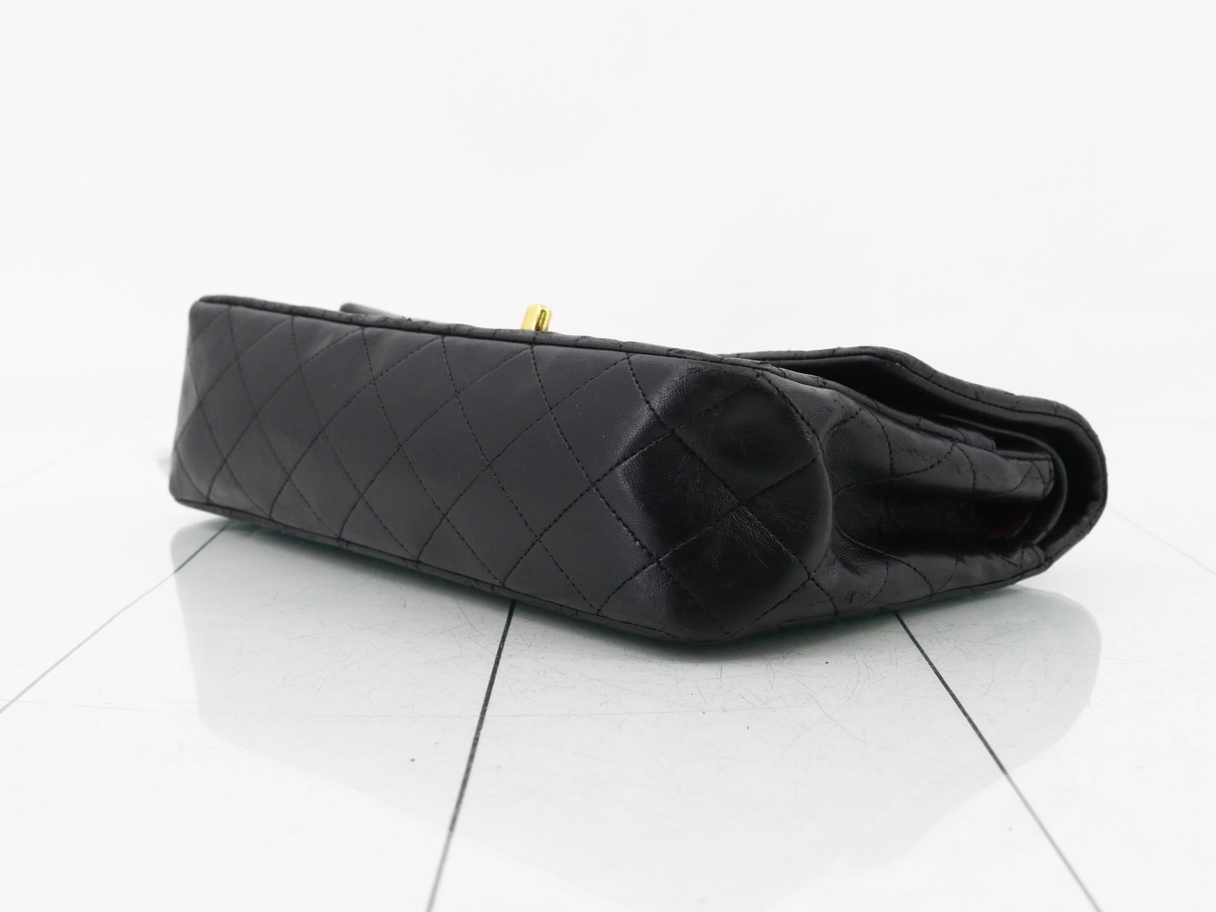 Matelassé Double Flap Shoulder Bag, Black — view 6