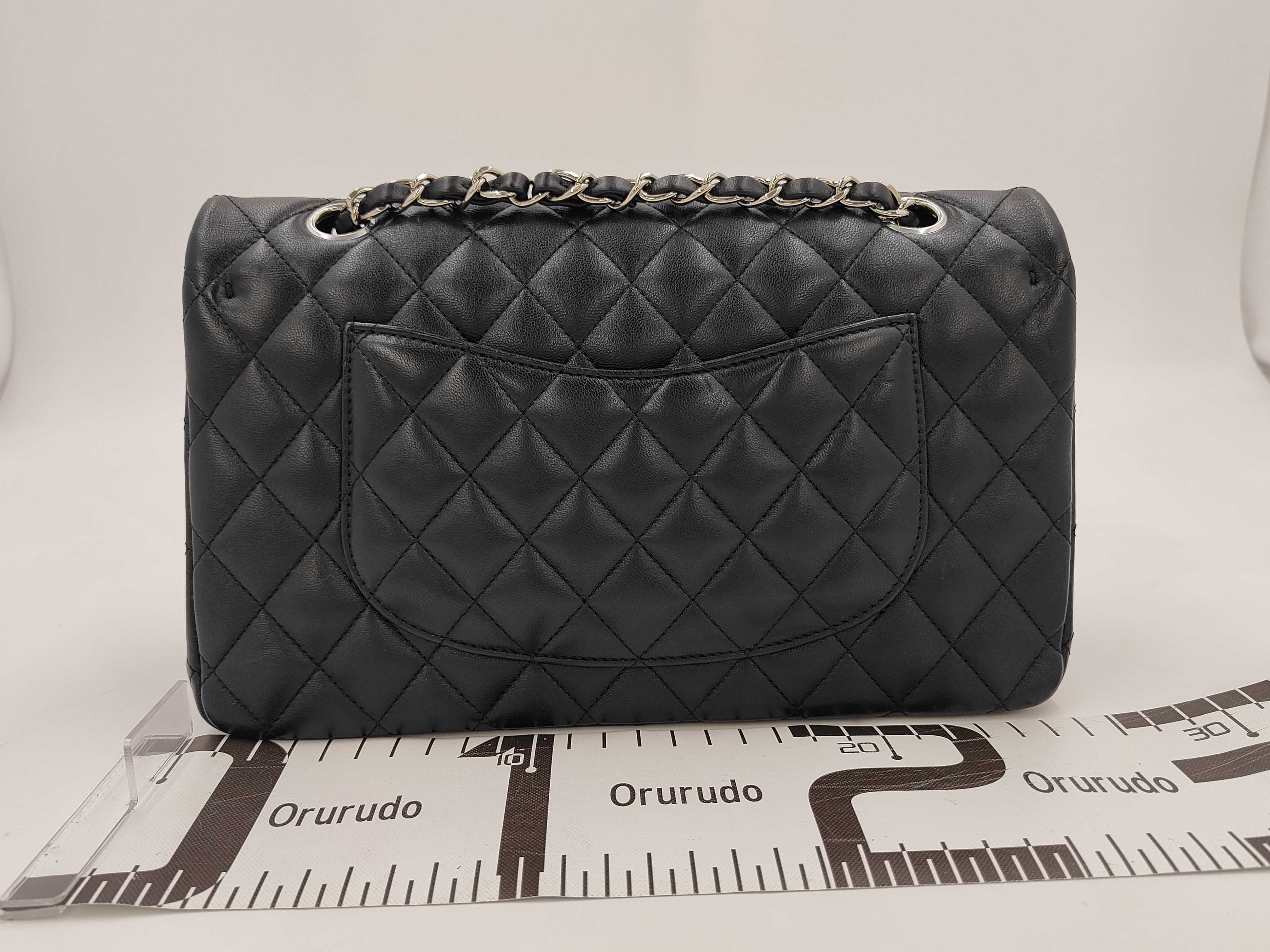 Lambskin Black Double Flap Shoulder Bag (Serial Number ) — view 2