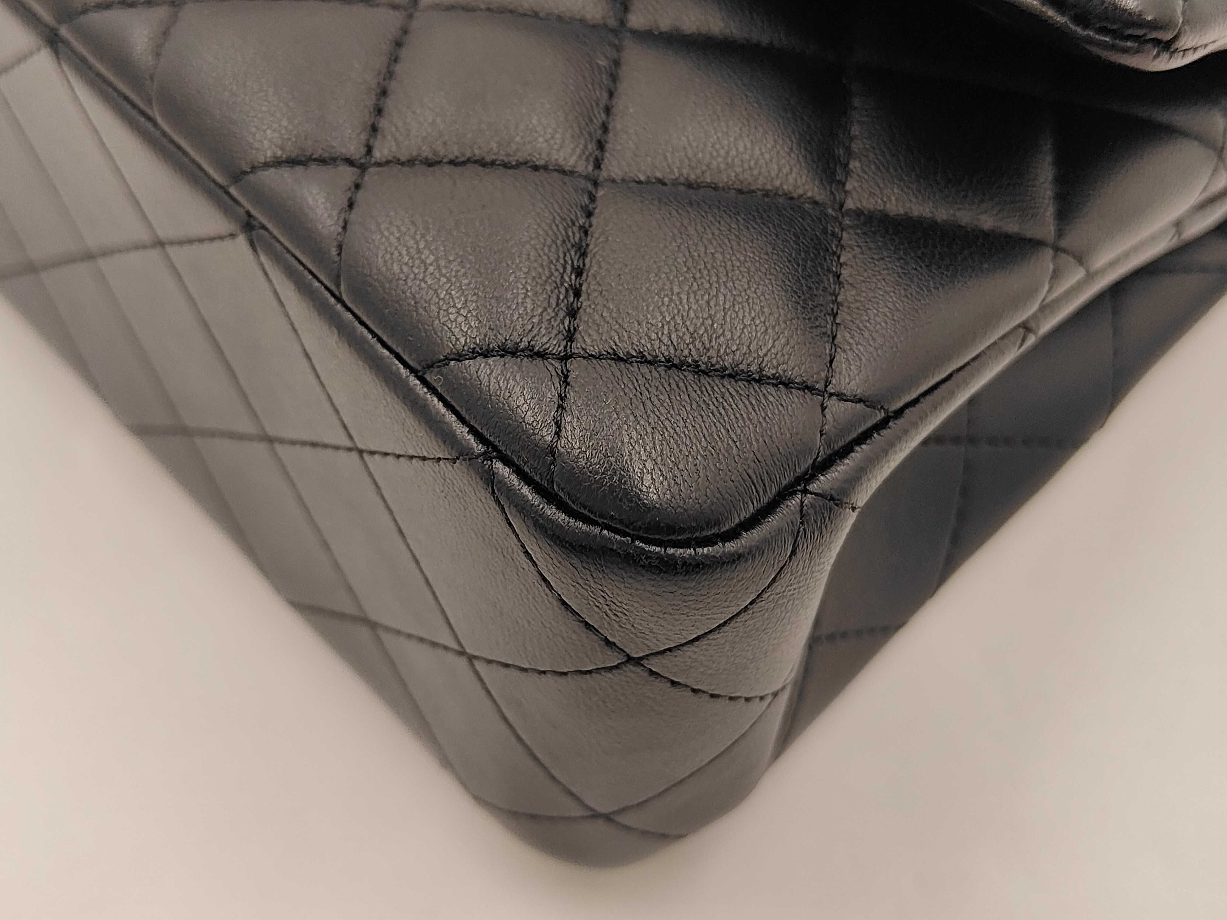 Lambskin Black Double Flap Shoulder Bag (Serial Number ) — view 7
