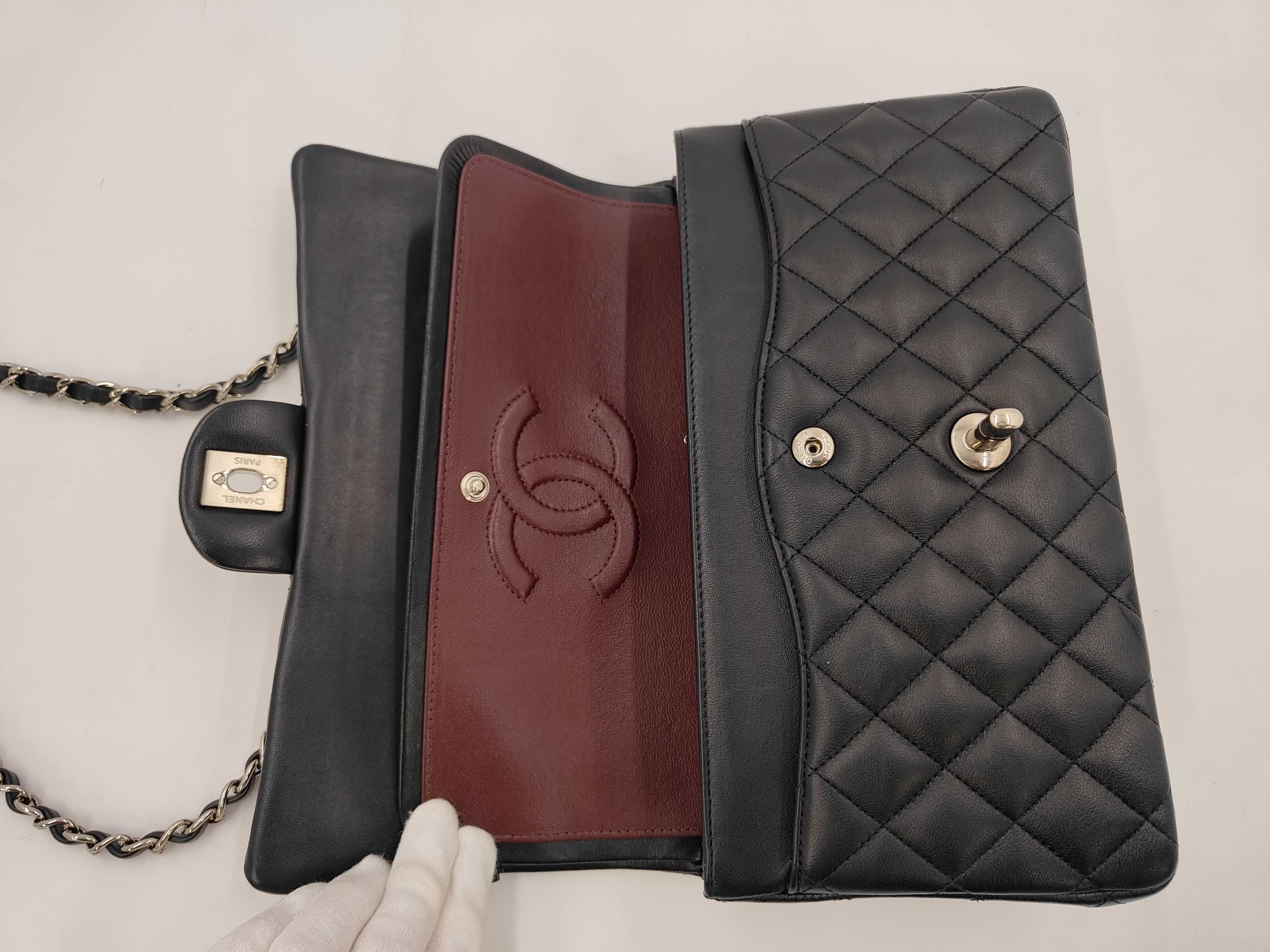 Lambskin Black Double Flap Shoulder Bag (Serial Number ) — view 8