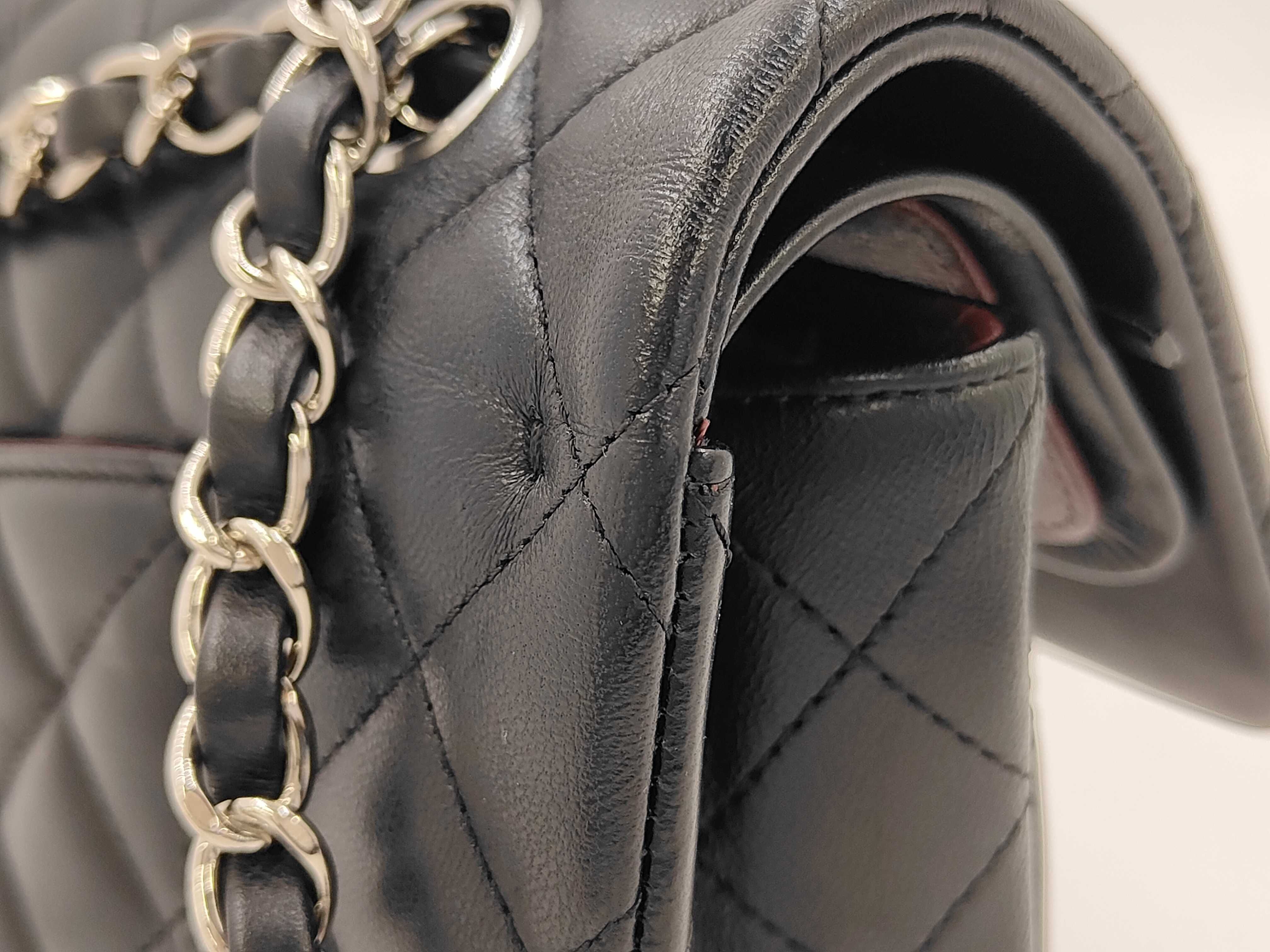 Lambskin Black Double Flap Shoulder Bag (Serial Number ) — view 9