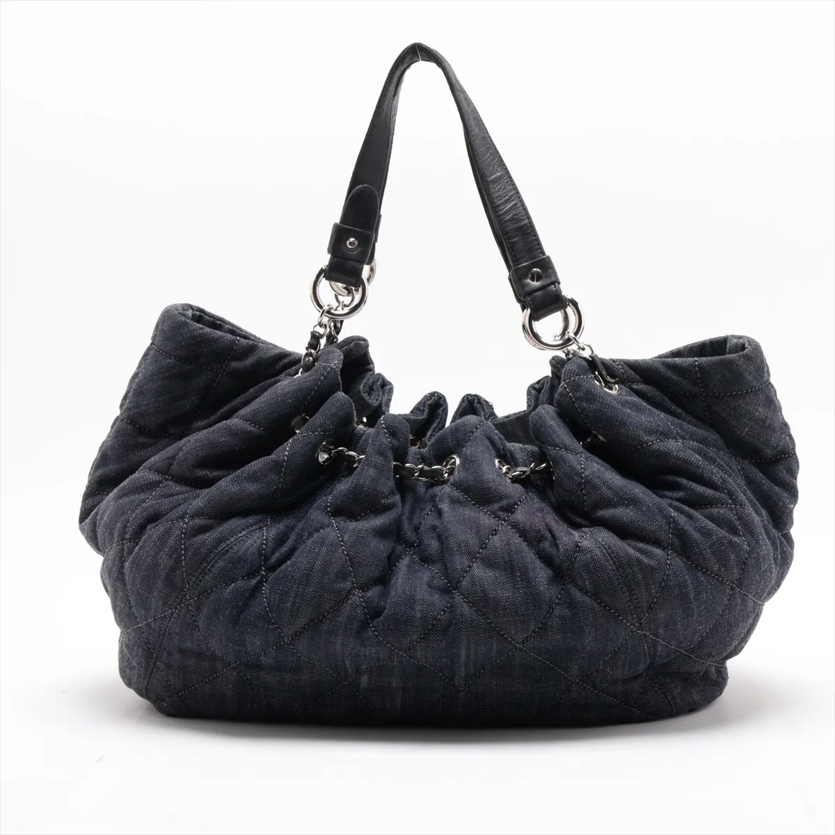 Matelassé Denim Tote Bag, Blue x Black, Silver Hardware, Item No. 12787264, Series 12 — view 2