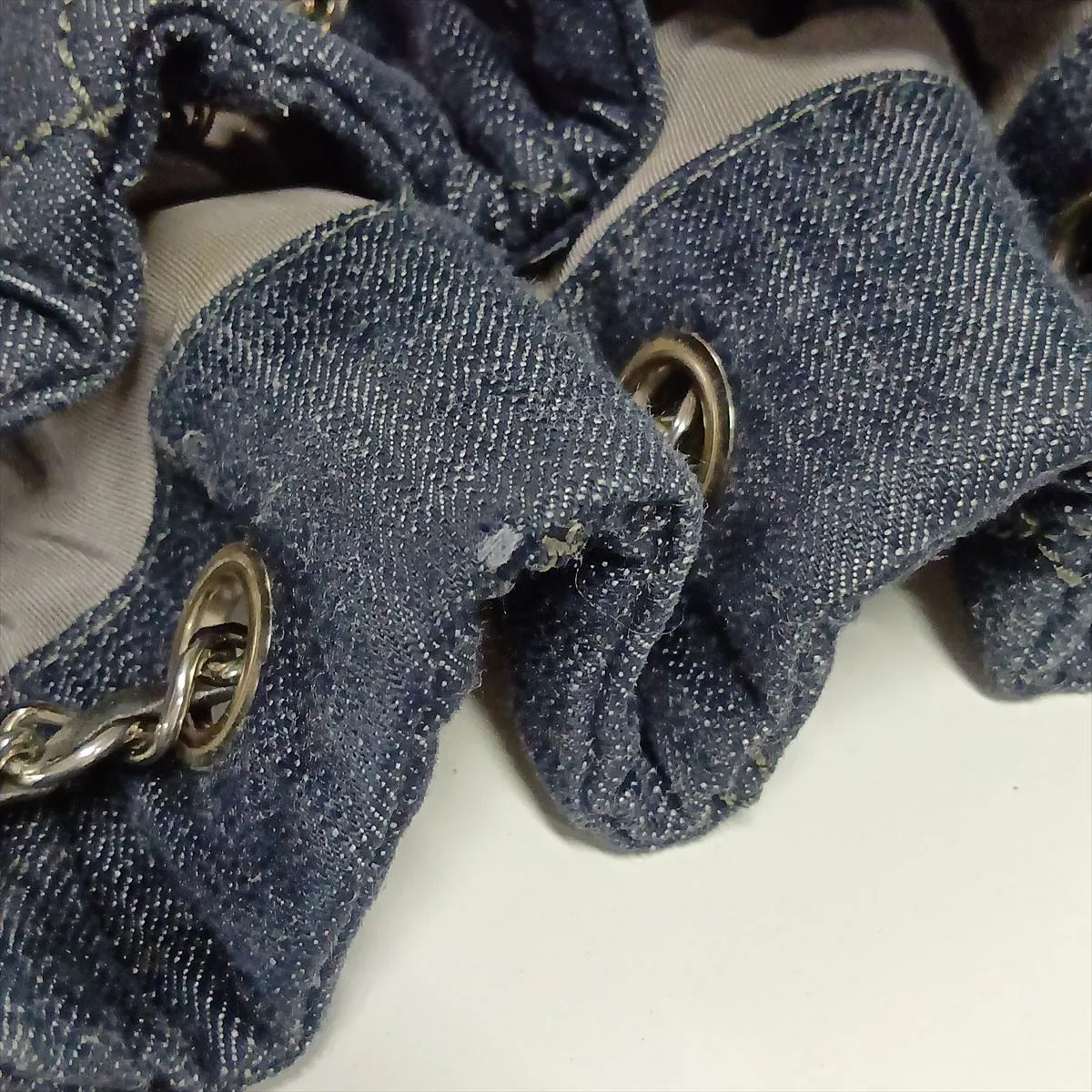 Matelassé Denim Tote Bag, Blue x Black, Silver Hardware, Item No. 12787264, Series 12 — view 13
