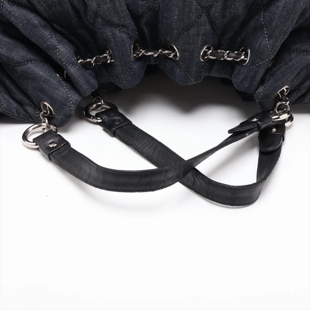 Matelassé Denim Tote Bag, Blue x Black, Silver Hardware, Item No. 12787264, Series 12 — view 5