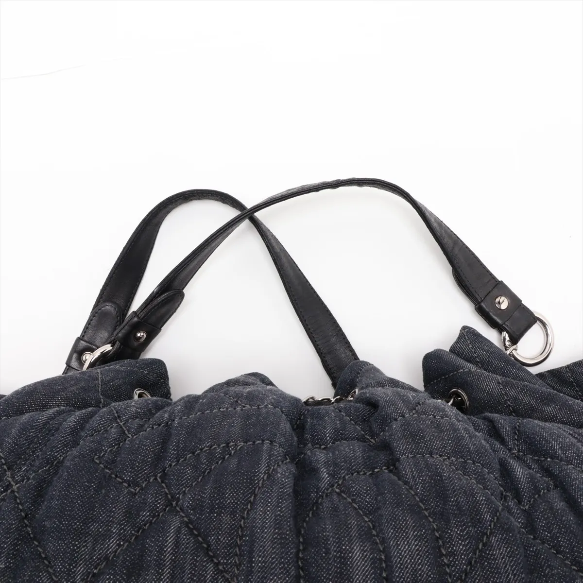 Matelassé Denim Tote Bag, Blue x Black, Silver Hardware, Item No. 12787264, Series 12 — view 6