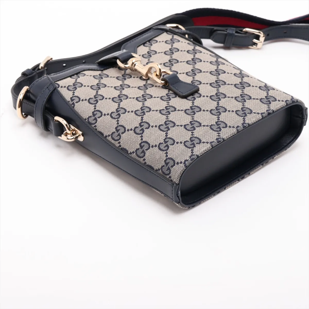 GG Canvas Mini Bucket Bag, Canvas x Leather Shoulder Bag, Beige x Navy, 782919 — view 4