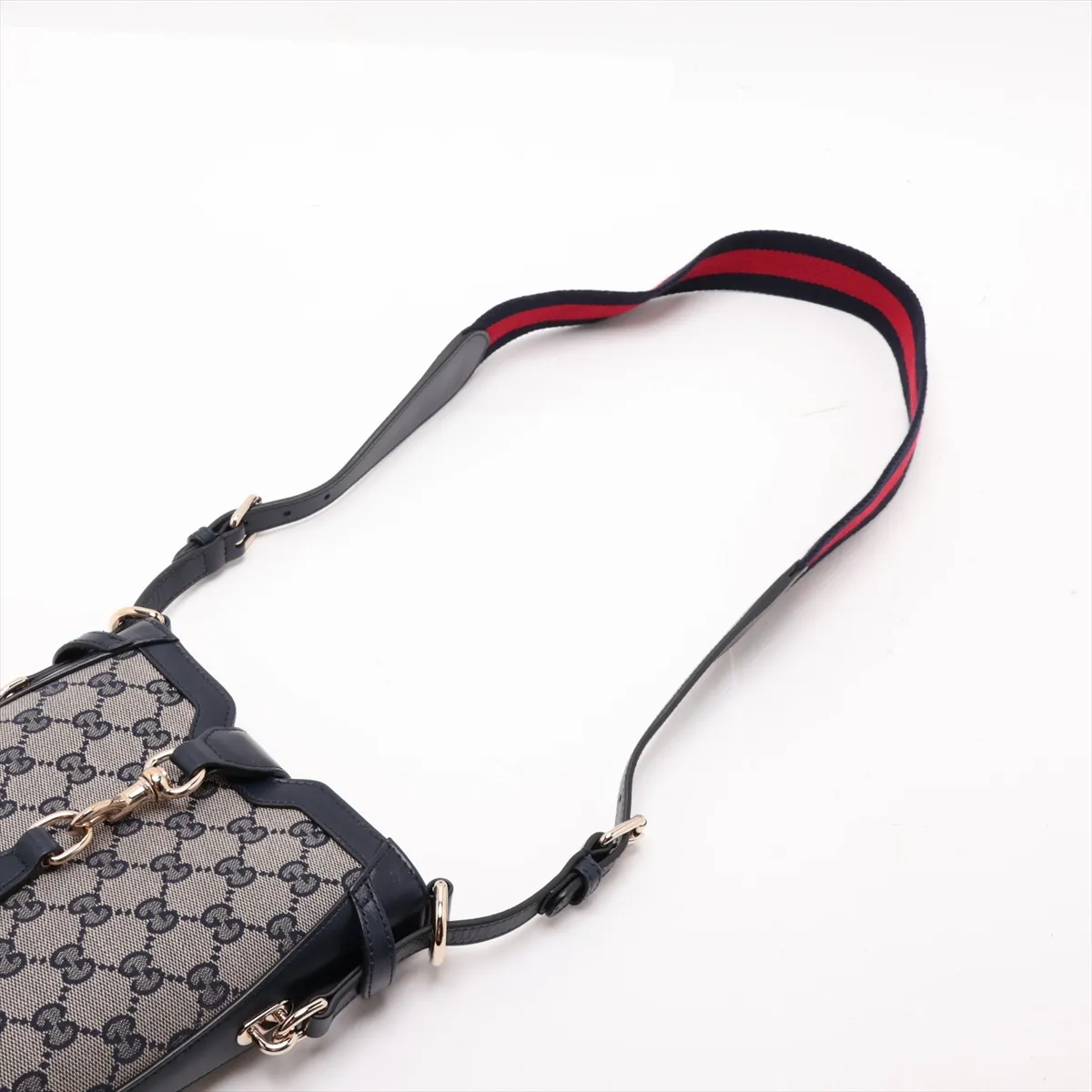 GG Canvas Mini Bucket Bag, Canvas x Leather Shoulder Bag, Beige x Navy, 782919 — view 5