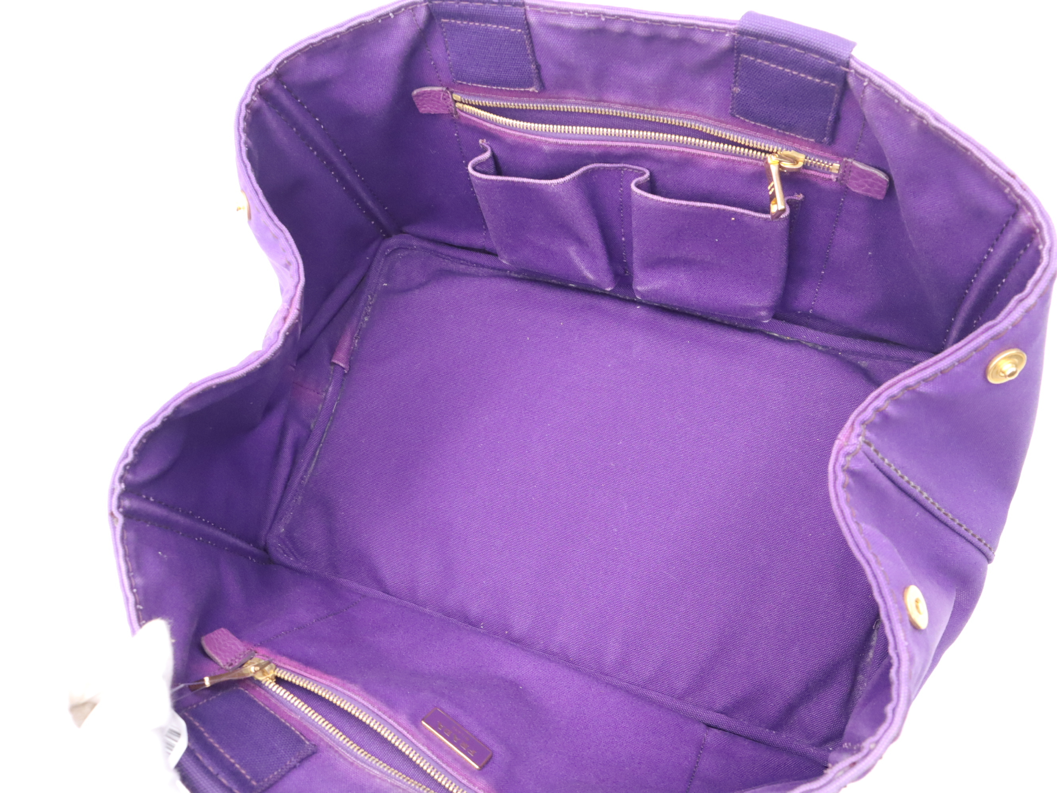 BN1872 Denim Canapa Tote Bag, Purple, Gold Hardware — view 11