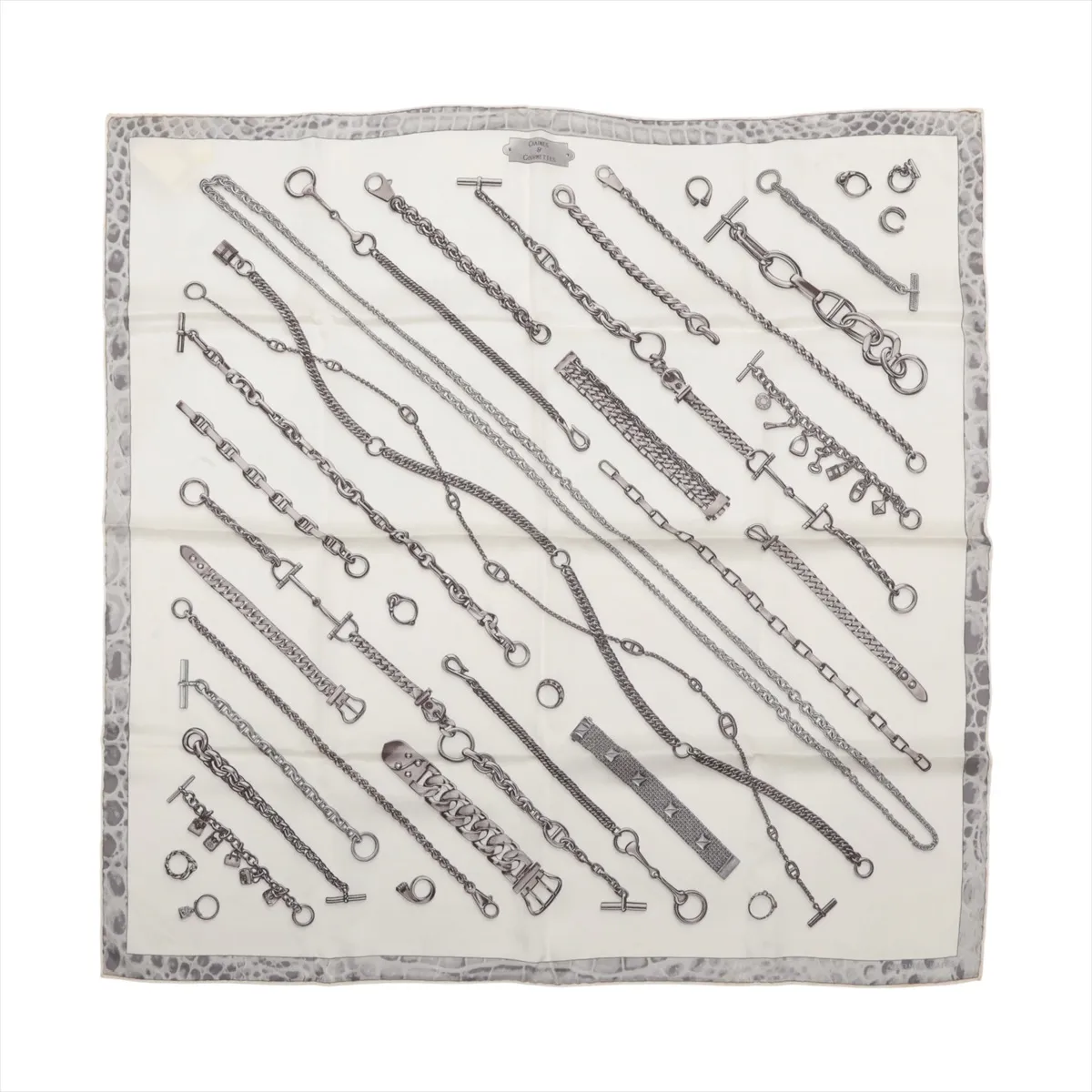 Carre 70 CHAINES & GOURMETTE Scarf Silk White