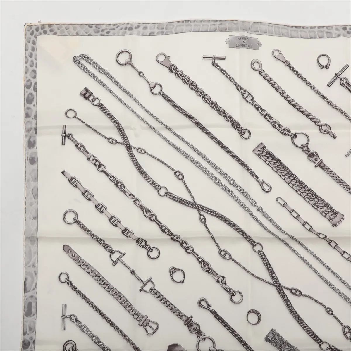 Carre 70 CHAINES & GOURMETTE Scarf Silk White — view 2