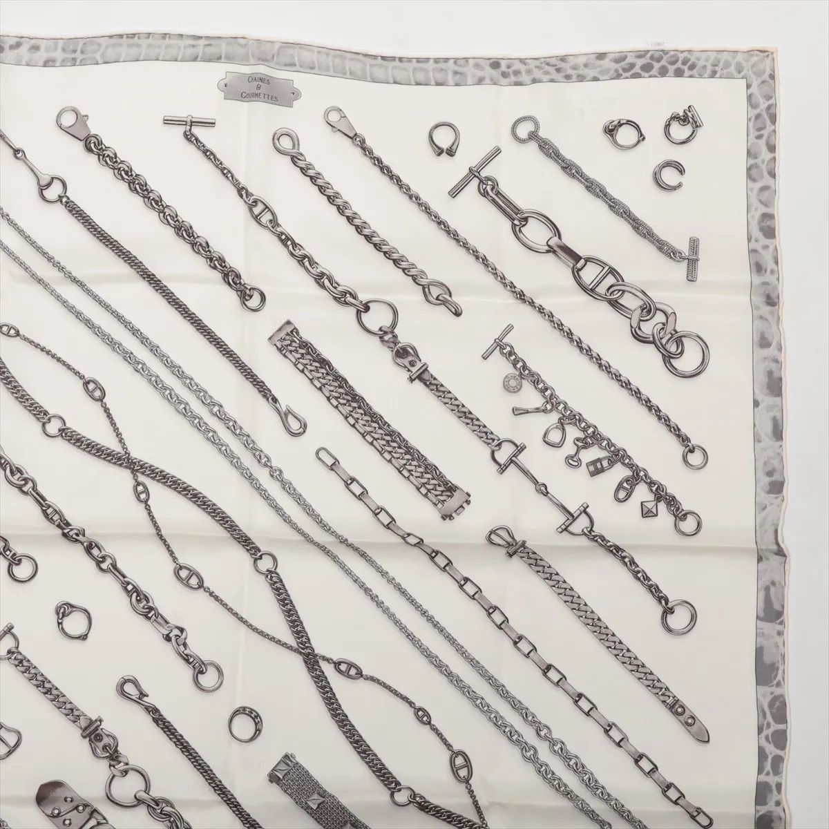 Carre 70 CHAINES & GOURMETTE Scarf Silk White — view 3