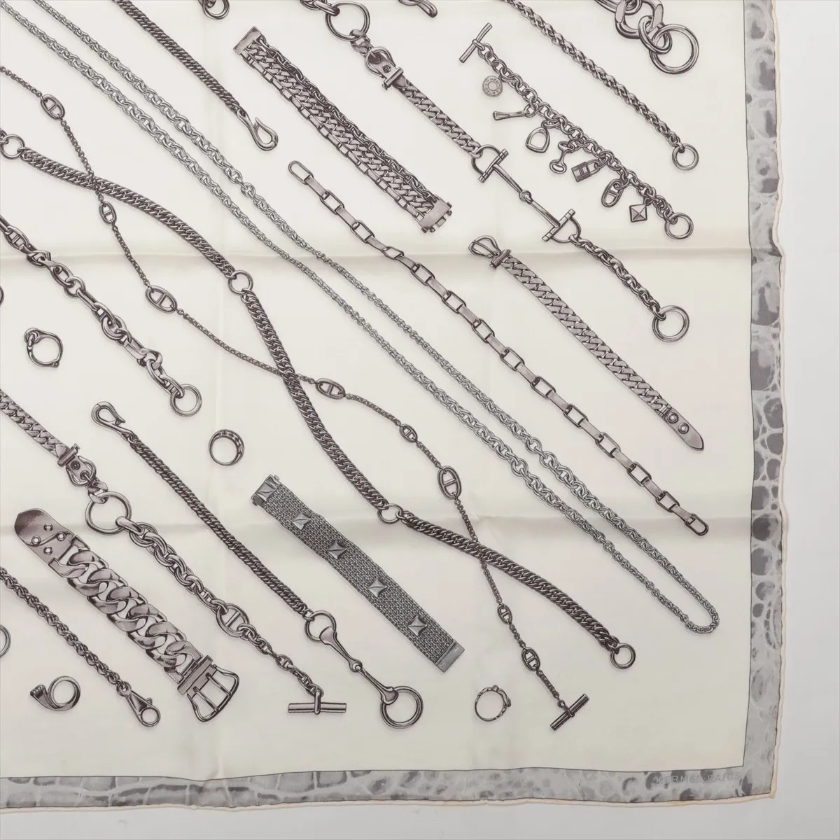 Carre 70 CHAINES & GOURMETTE Scarf Silk White — view 4