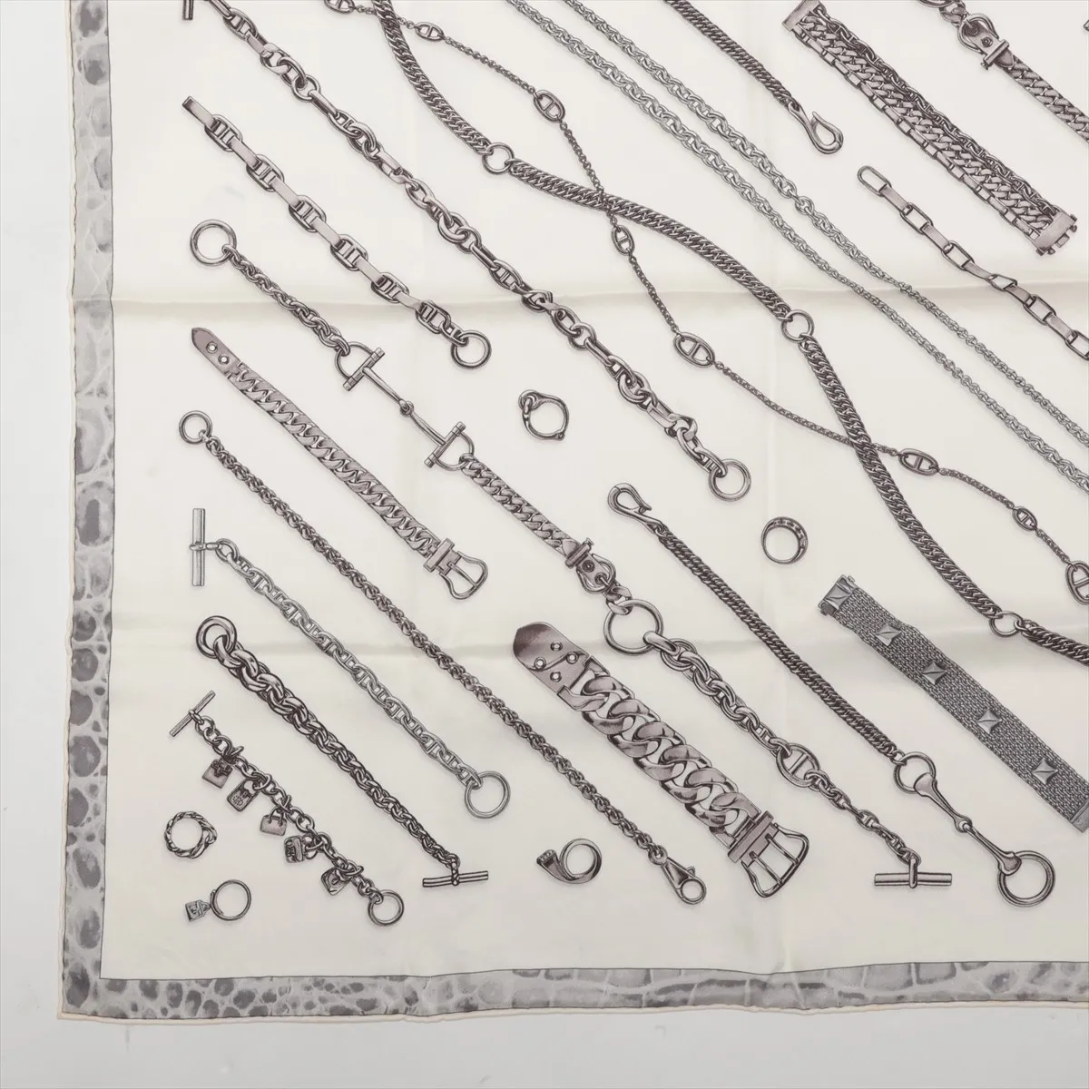 Carre 70 CHAINES & GOURMETTE Scarf Silk White — view 5