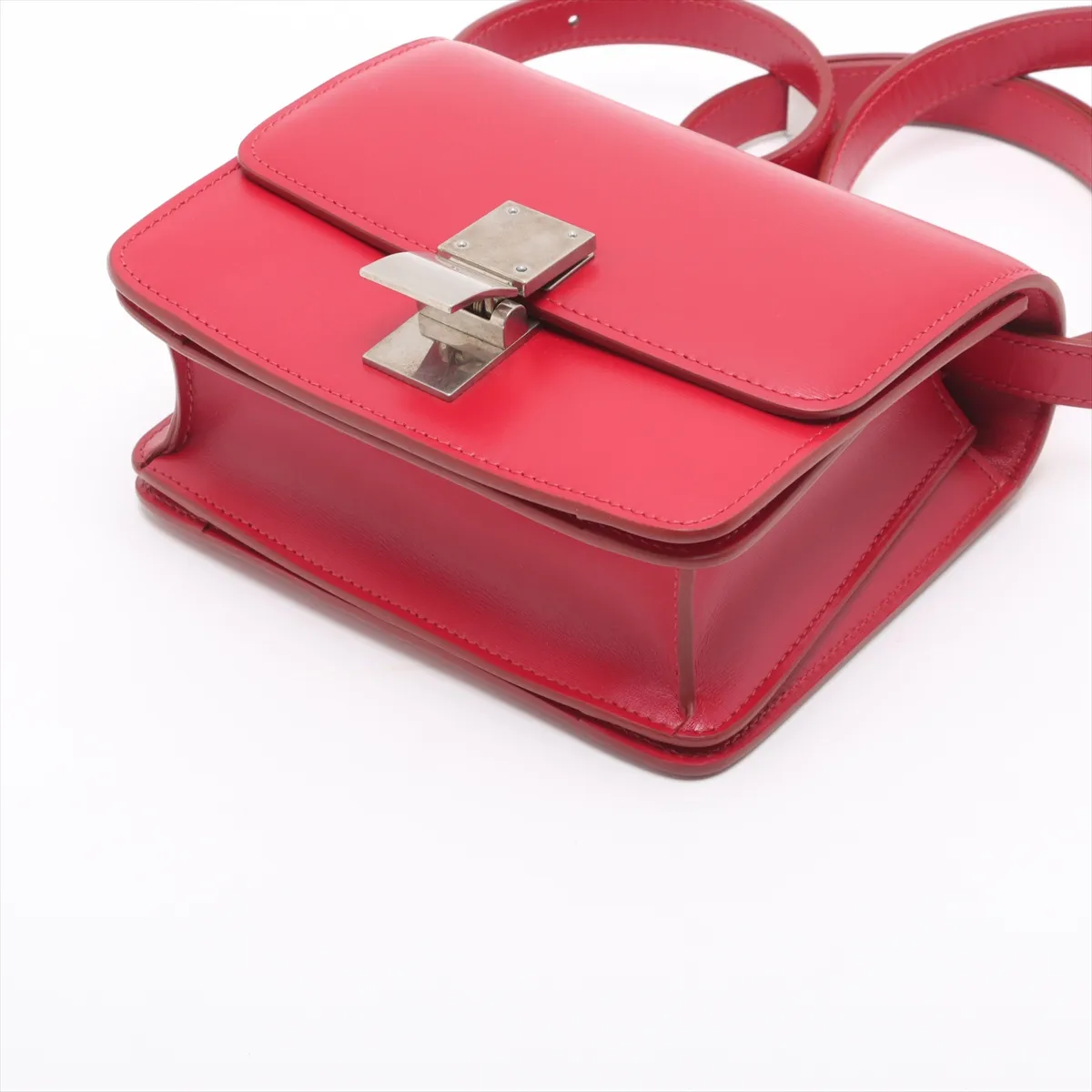 Classic Box Small Leather Shoulder Bag Red — view 3