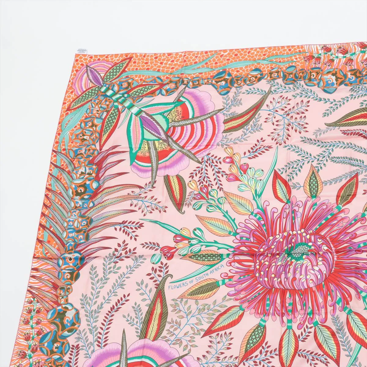 Carre 140 Silk Scarf, Pink, with some wear, snags, and — view 2