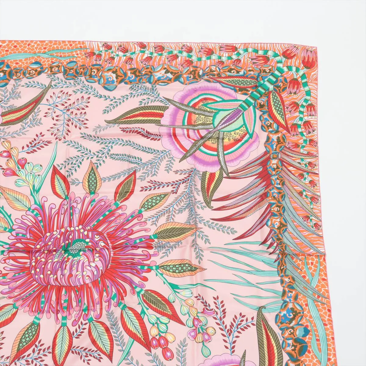 Carre 140 Silk Scarf, Pink, with some wear, snags, and — view 3