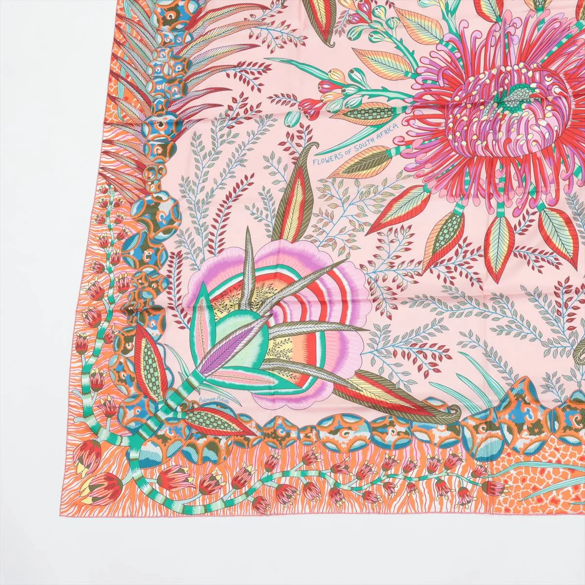 Carre 140 Silk Scarf, Pink, with some wear, snags, and — view 5