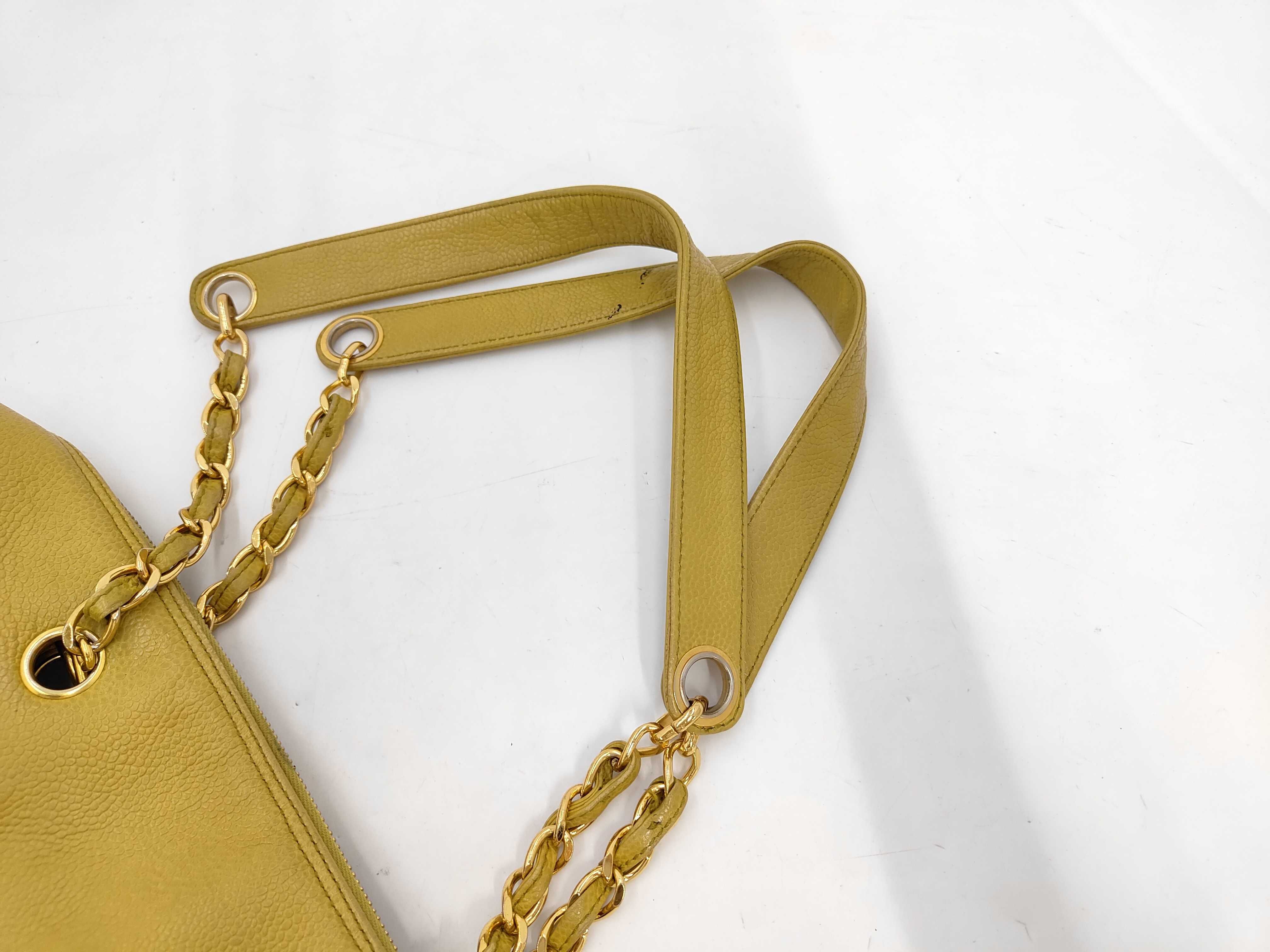Caviar Skin Chain Tote 5329303 Yellow Tote Bag — view 5