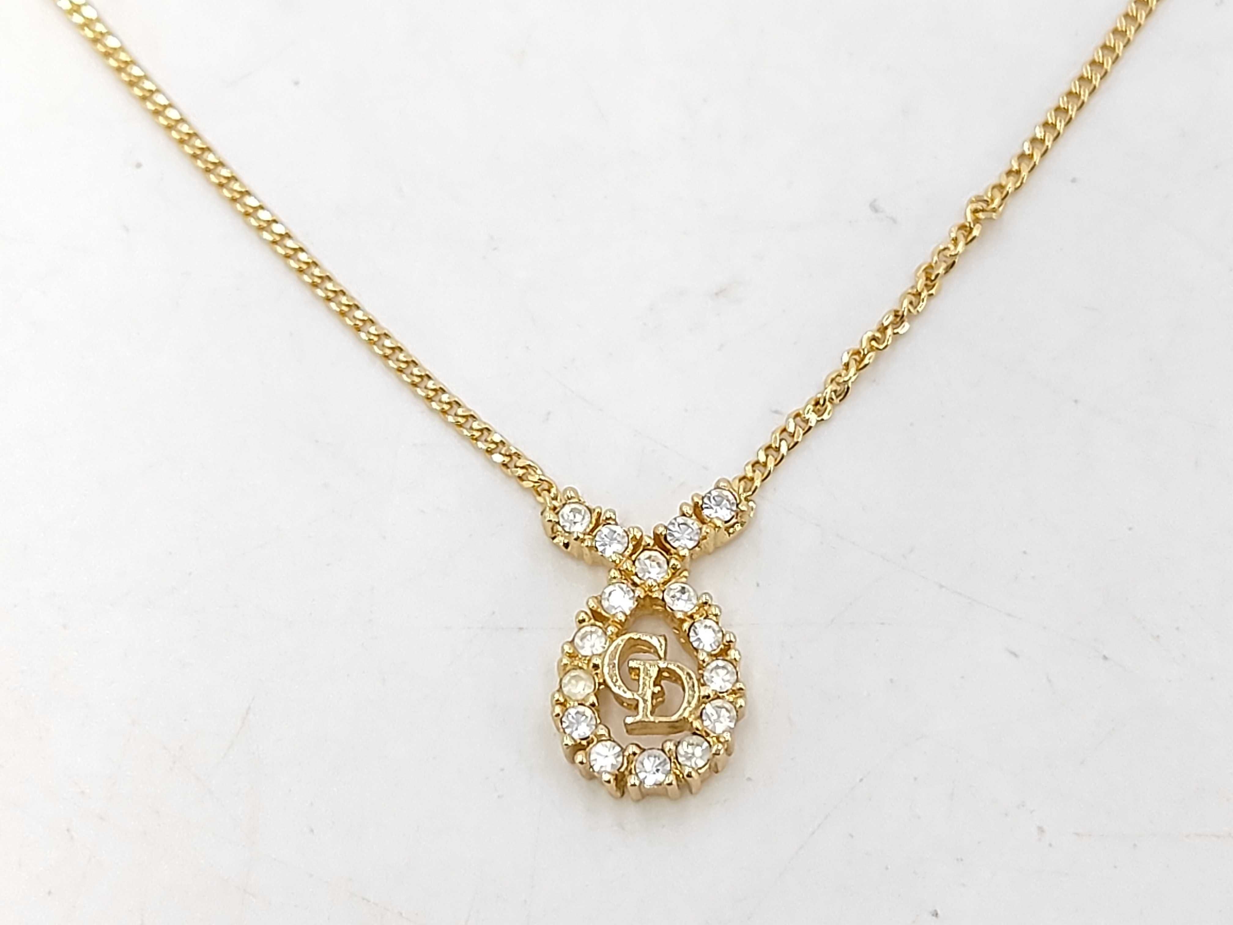 CD Logo Stone Gold Necklace