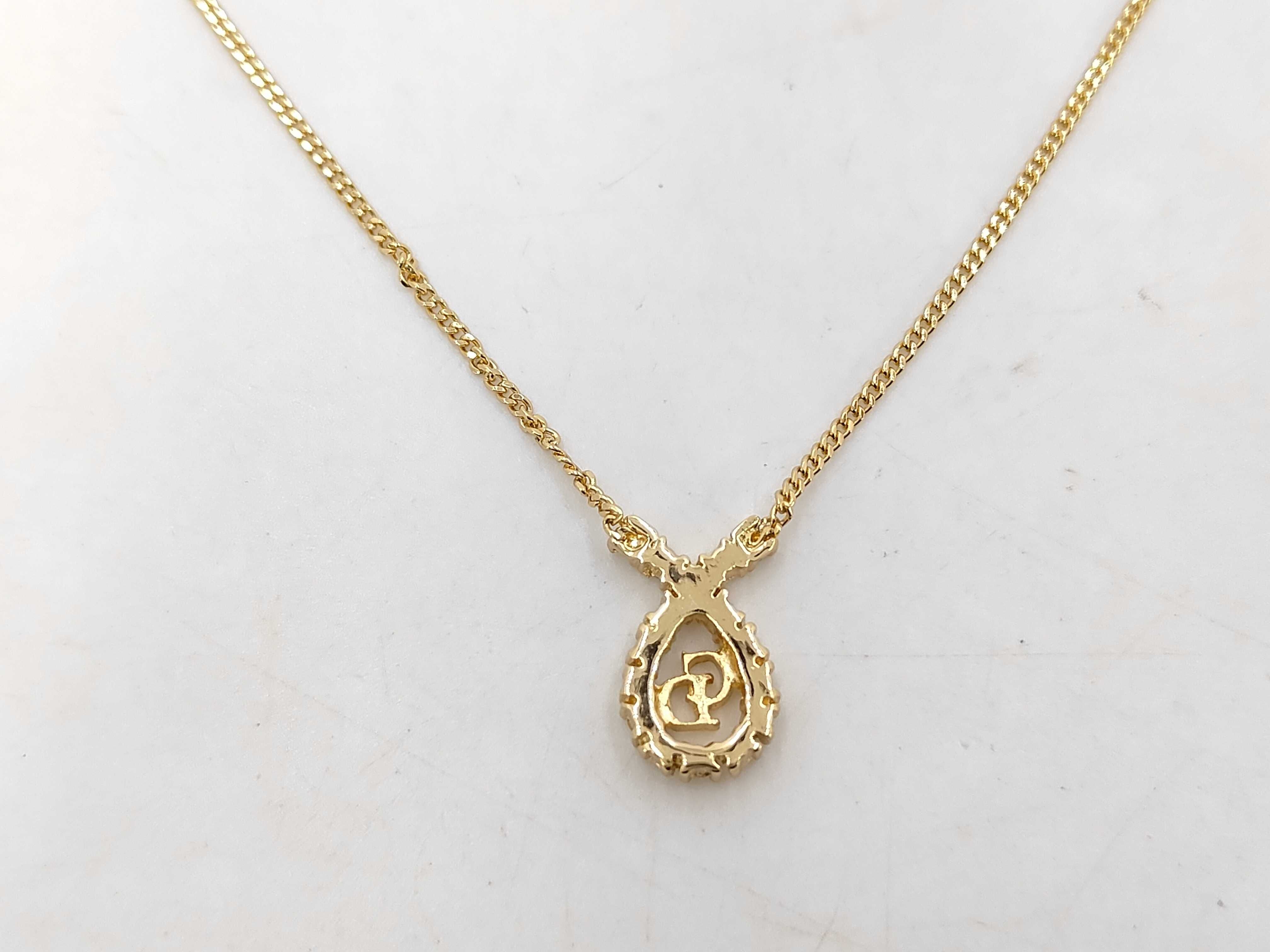 CD Logo Stone Gold Necklace — view 3