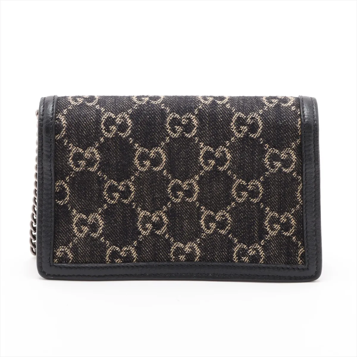 GG Denim Dionysus Denim x Leather Chain Shoulder Bag, Black 476432 — view 2