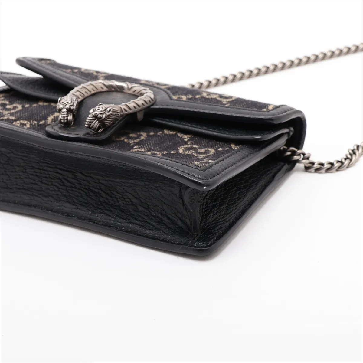 GG Denim Dionysus Denim x Leather Chain Shoulder Bag, Black 476432 — view 3