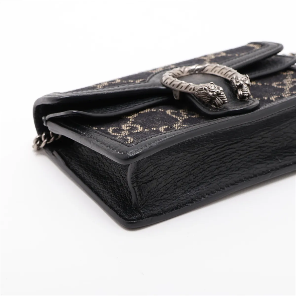 GG Denim Dionysus Denim x Leather Chain Shoulder Bag, Black 476432 — view 4