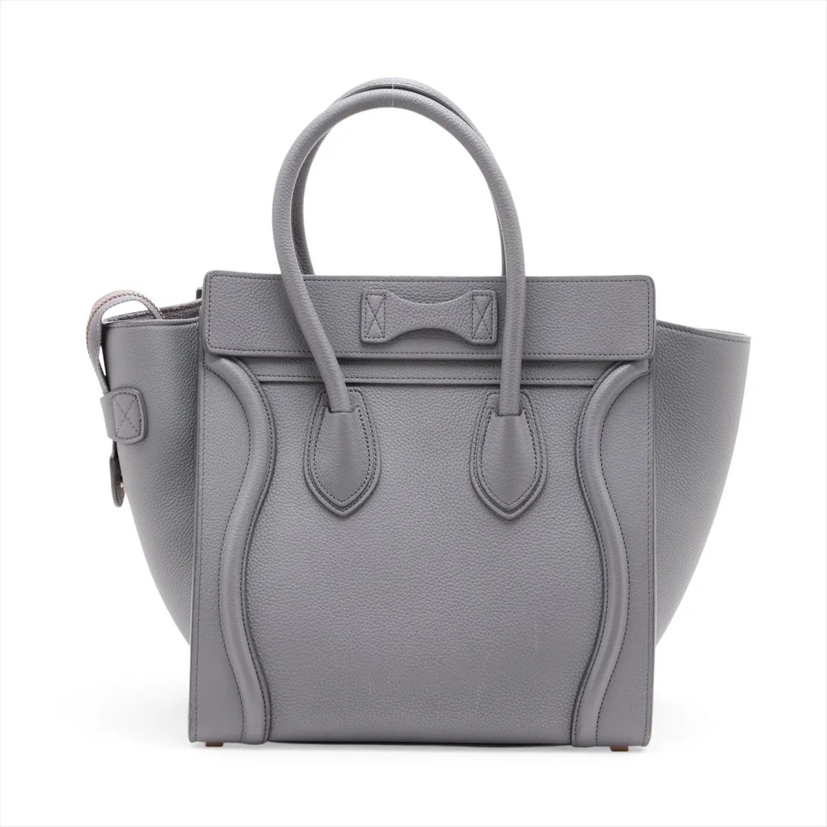 Luggage Micro Shopper Leather Handbag, Gray — view 2