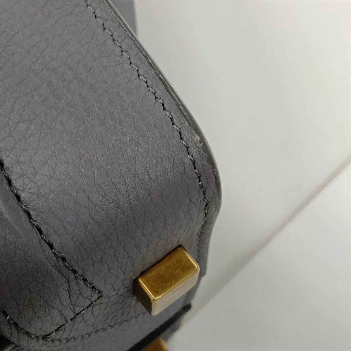 Luggage Micro Shopper Leather Handbag, Gray — view 15