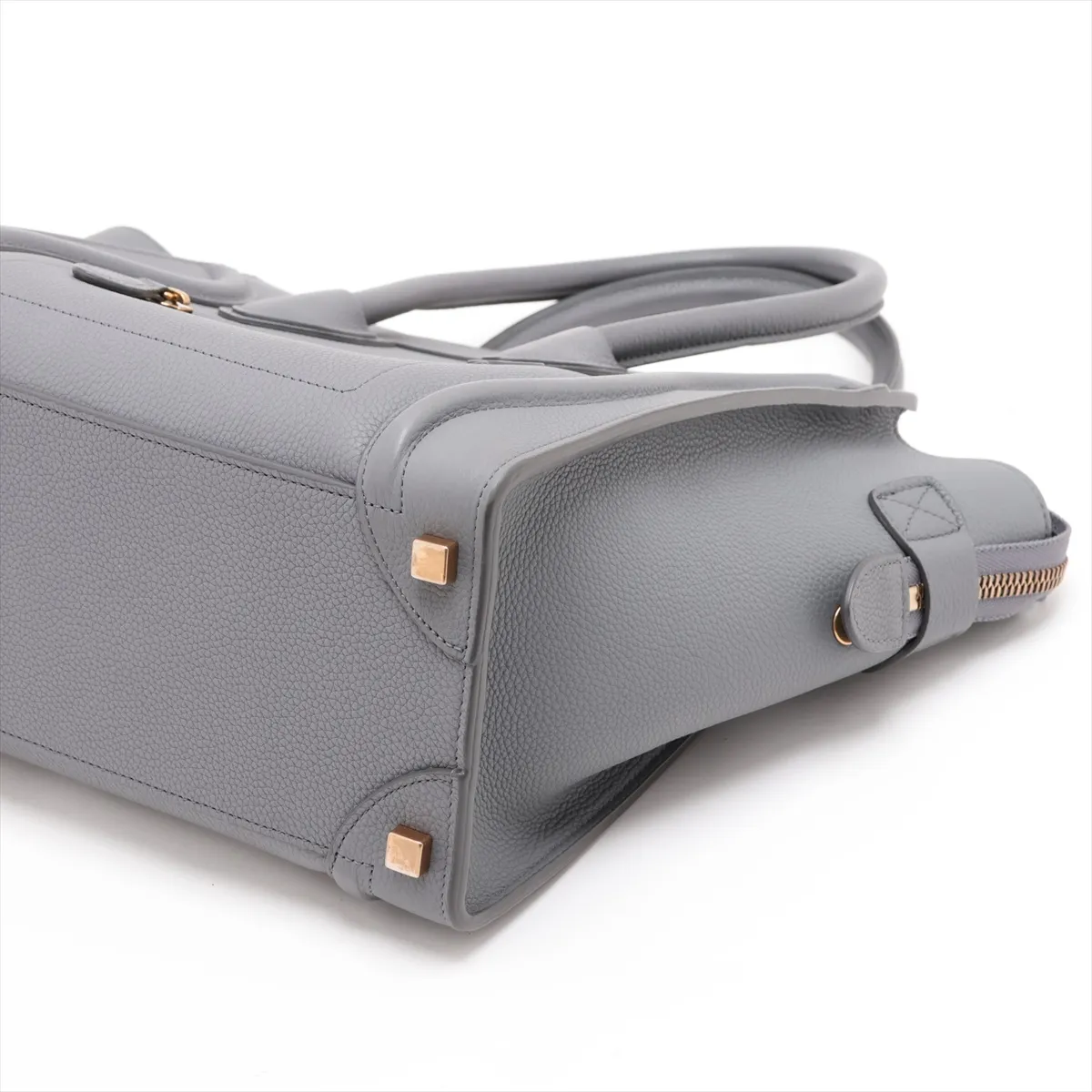 Luggage Micro Shopper Leather Handbag, Gray — view 3
