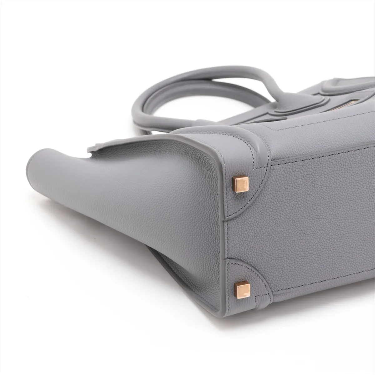 Luggage Micro Shopper Leather Handbag, Gray — view 4